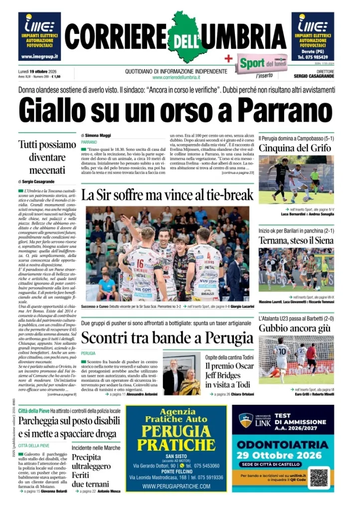 Prima-pagina-corriere umbria-del-2026-10-19